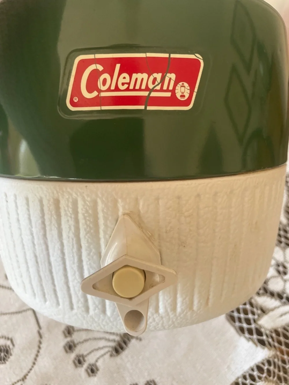 Coleman Green and White Snow Light Gallon Picnic Cooler Jug Vintage